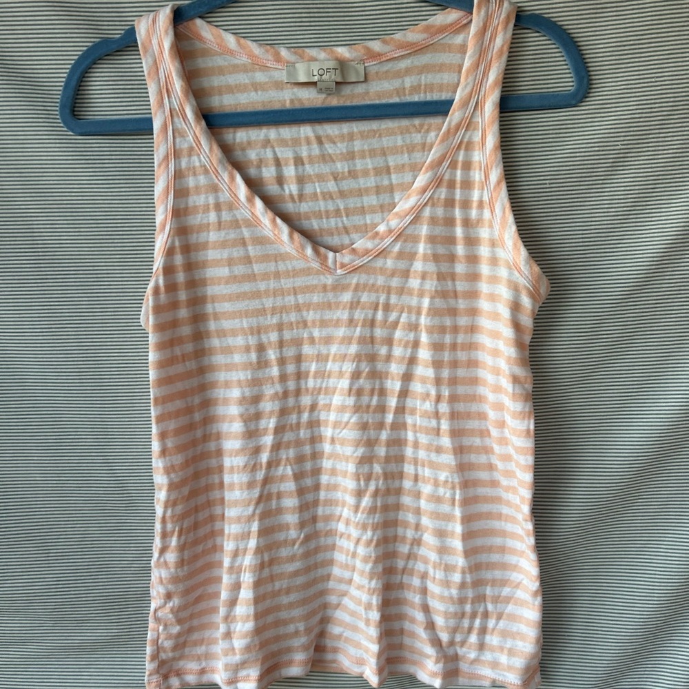 CLOSEOUT - LOFT Women's Peach Striped Tank Top